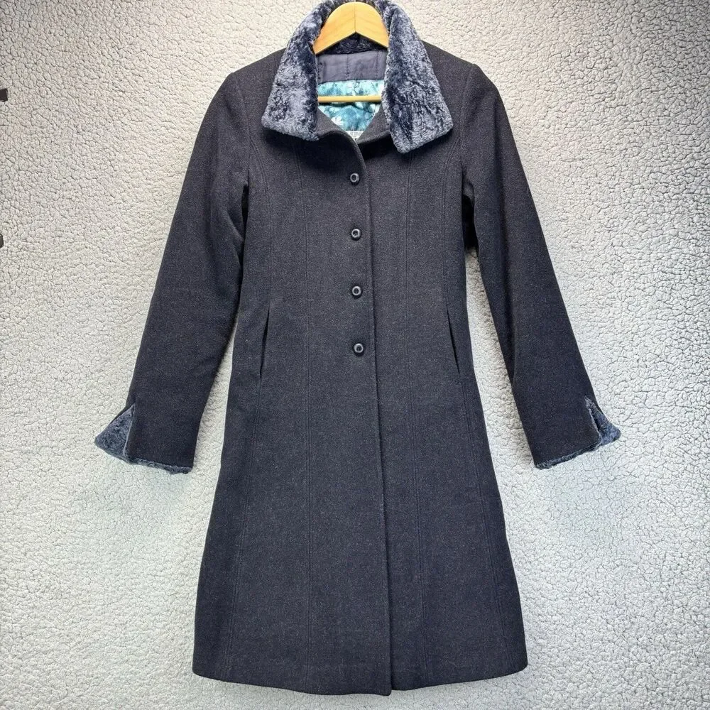 Victorian Edwardian Wool Jacket Driving Coat Fur Collar Sleeve Italy Sz 38 8 VTG